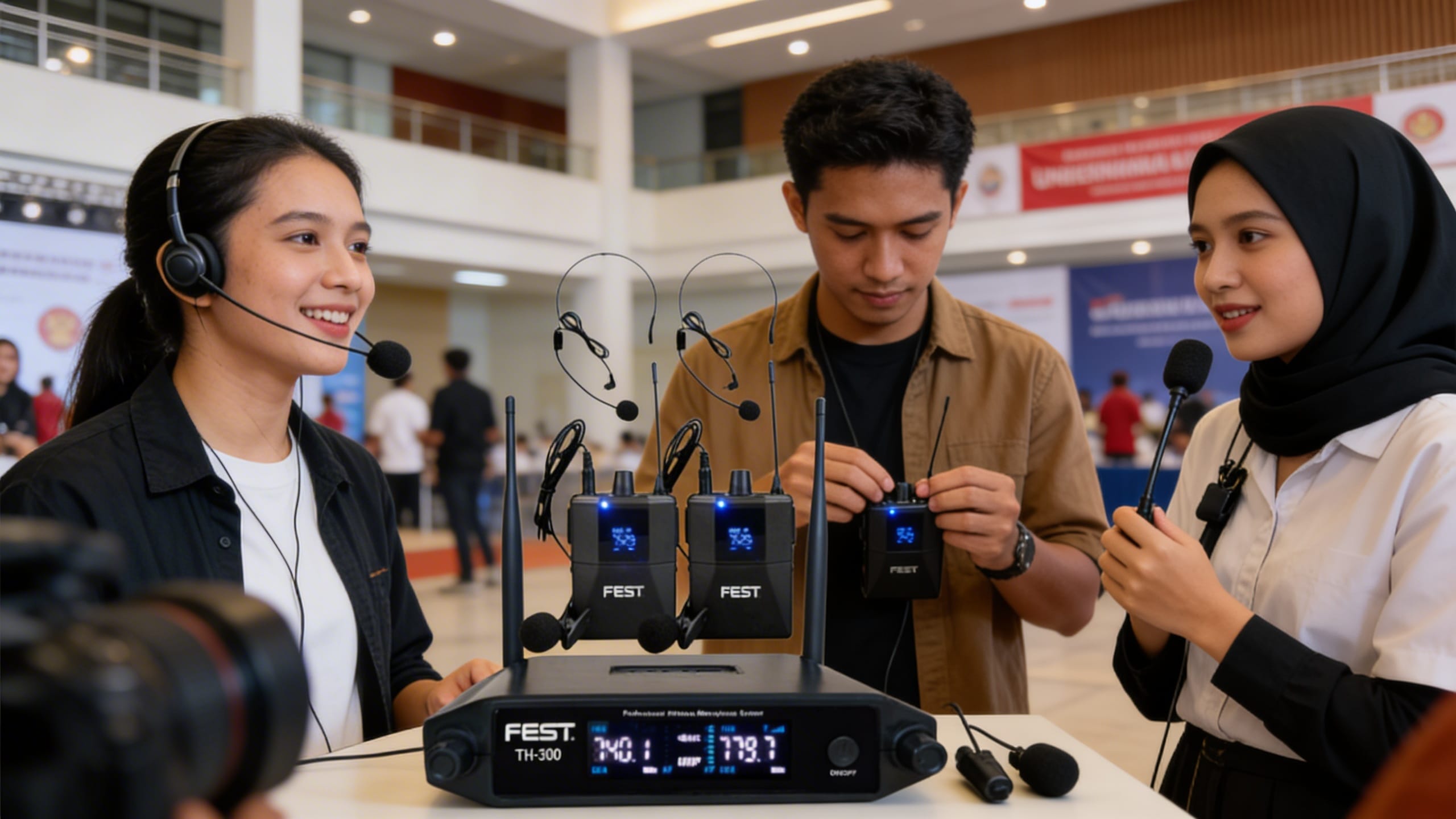 Sewa mic headset Surabaya wireless untuk event hands-free