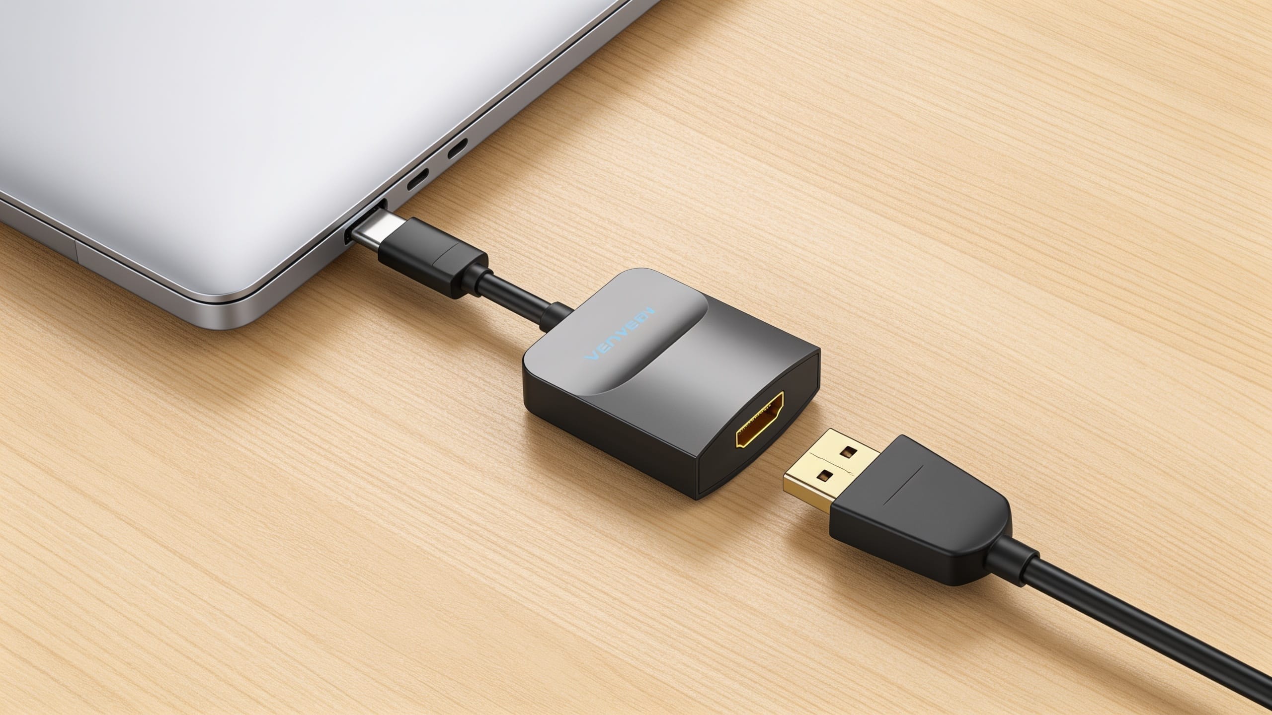 Laptop Nggak Ada Port HDMI? Ini Cara Nyambung ke Proyektor 2 Cara memakai sewa converter type c to HDMI ke laptop dan kabel HDMI